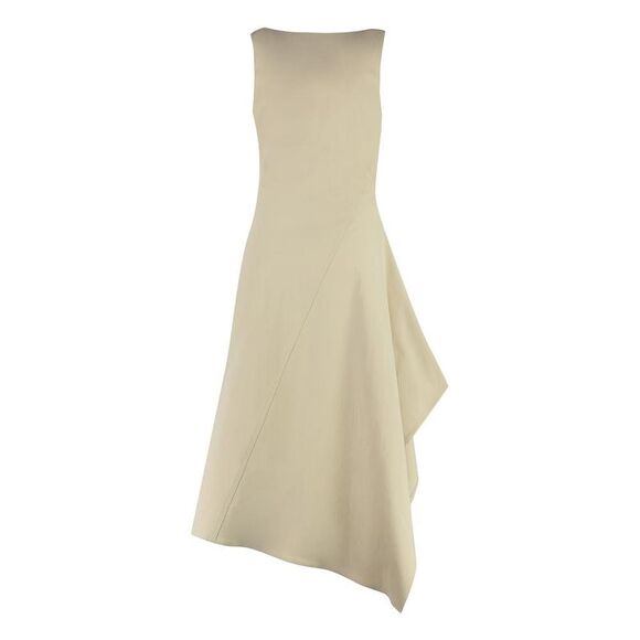 BOTTEGA VENETA Asymmetrical Hem Midi Dress Women Beige Dresses